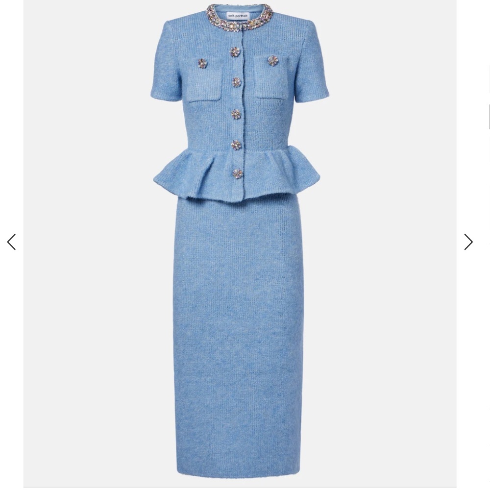 SELF PORTRAIT Embellished knitted midi dress